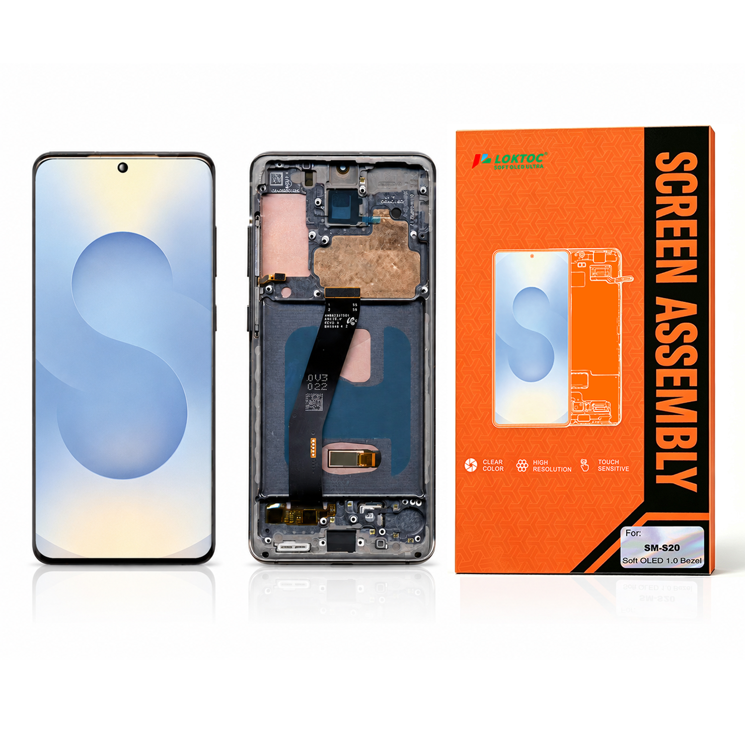 Soft OLED Screen Assembly with Frame for Samsung Galaxy S20 OLED Screen