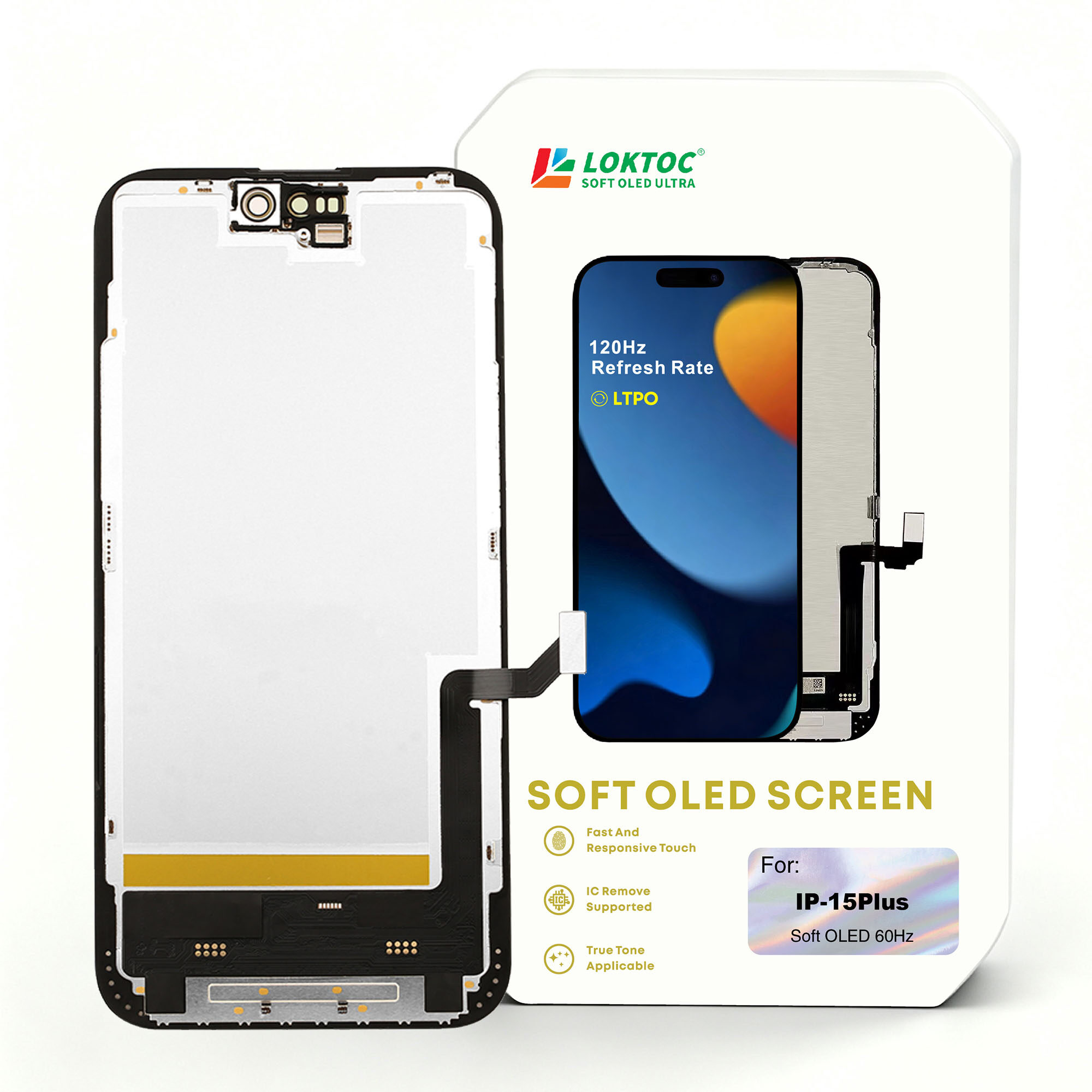 Soft OLED Screen Assembly for iPhone 15 Plus ( LTPO 1:1 ) OLED Screen