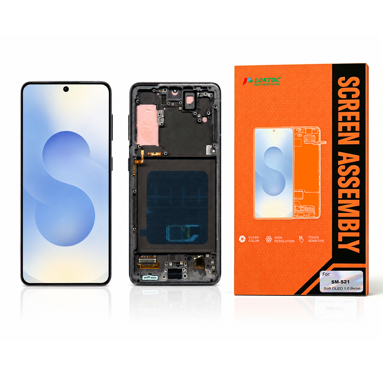 Soft OLED Screen Assembly with Frame for Samsung Galaxy S21 OLED Screen
