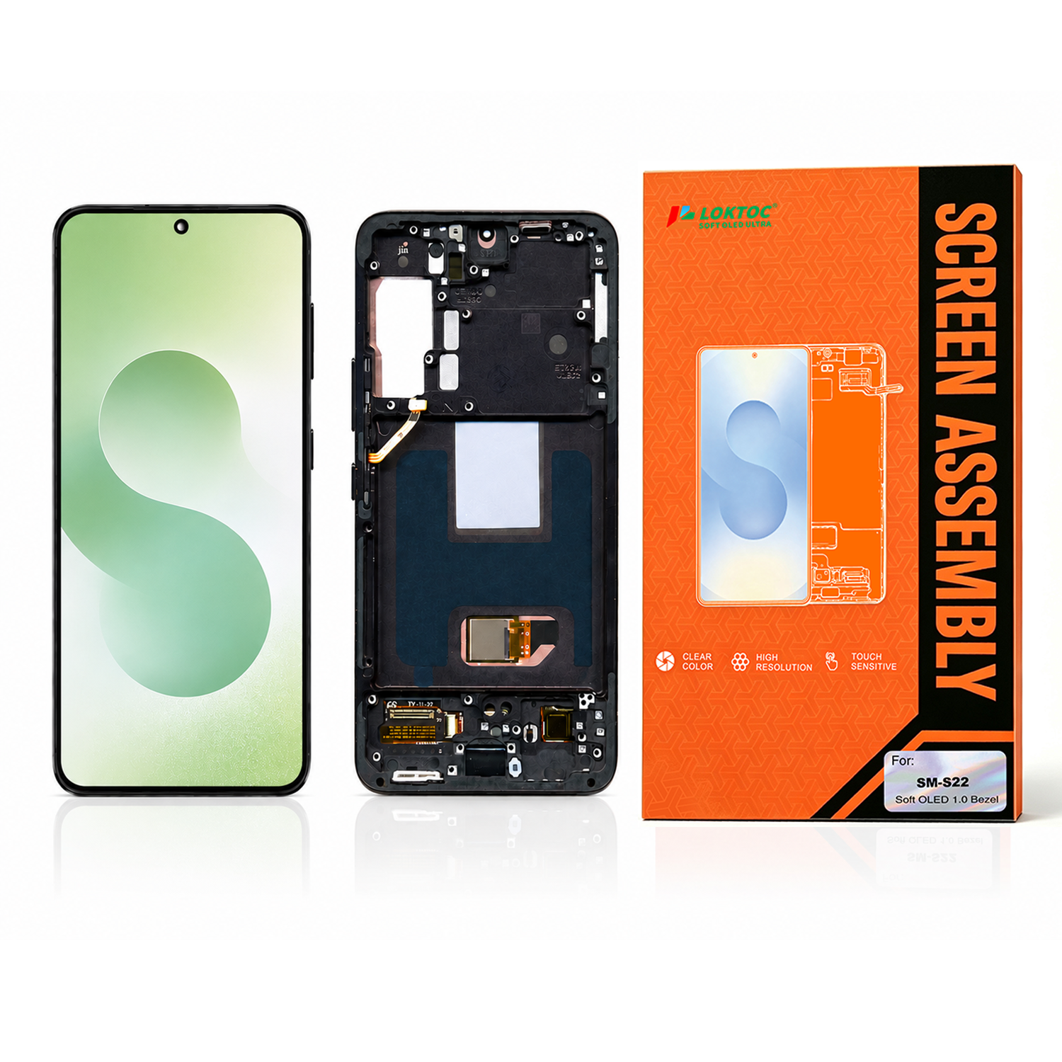 Soft OLED Screen Assembly with Frame for Samsung Galaxy S22 (High Refresh Rate,120Hz) OLED Screen