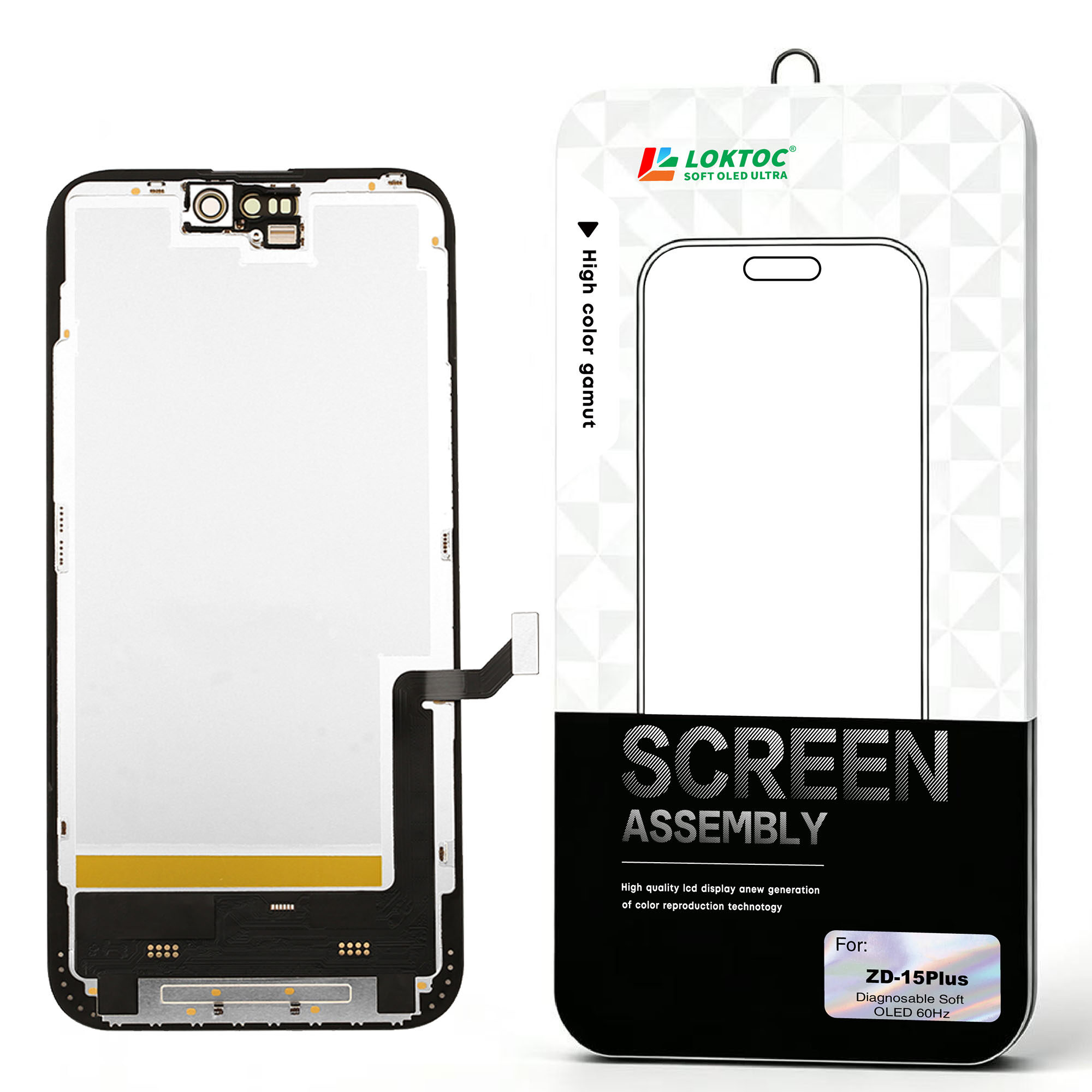 Diagnosable Soft OLED Screen Assembly for iPhone 15 Plus(Premium 60Hz) OLED Screen