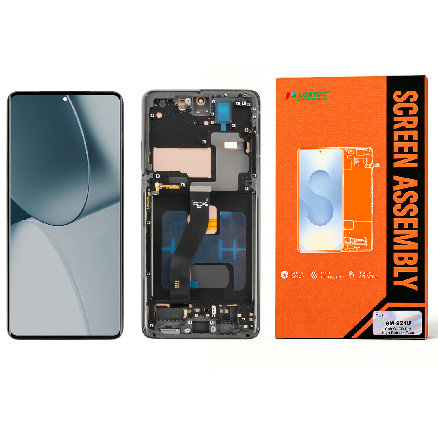 Soft OLED Screen Assembly with Frame for Samsung Galaxy S21 Ultra(High Refresh Rate,120Hz) OLED Screen