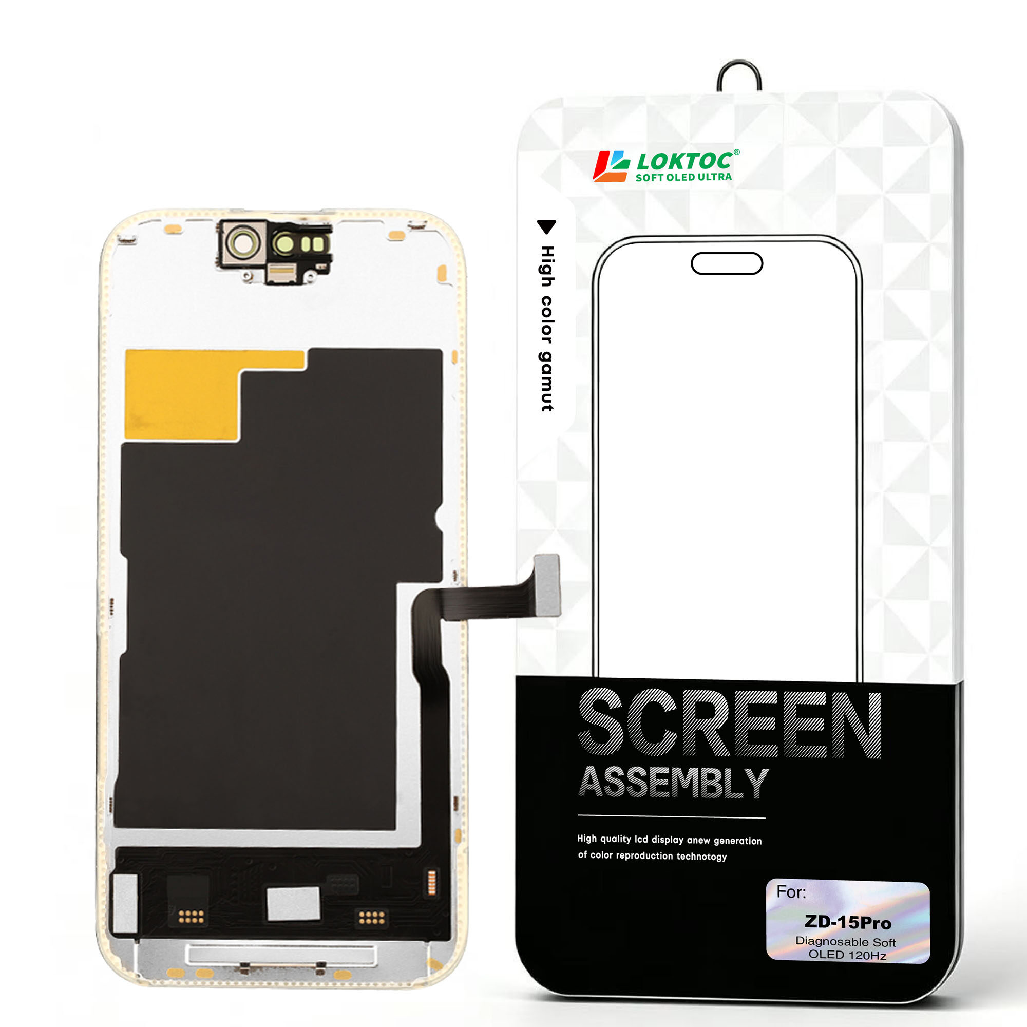 Diagnosable Soft OLED Screen Assembly for iPhone 15 Pro(Premium 120Hz) OLED Screen