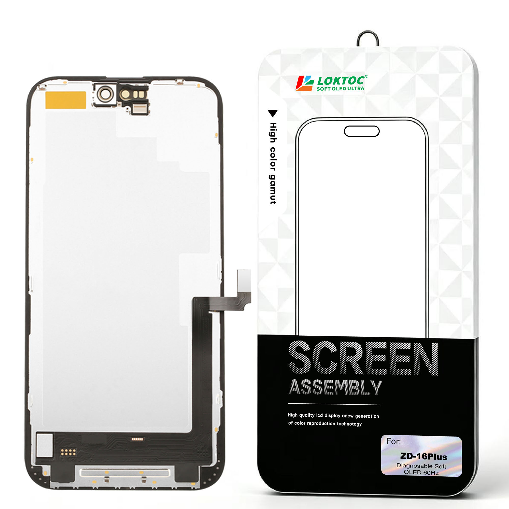 Diagnosable Soft OLED Screen Assembly for iPhone 16 Plus(Premium 60Hz) OLED Screen