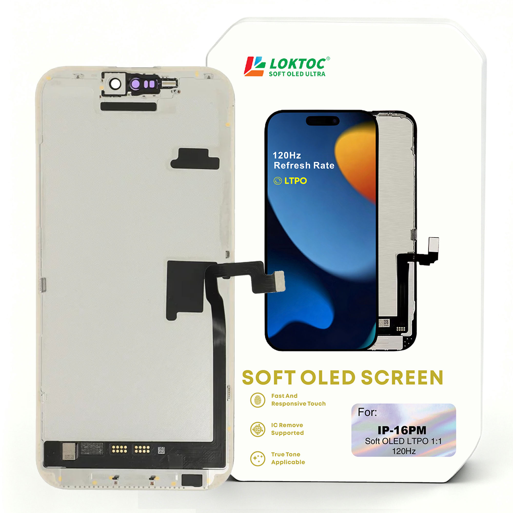 Soft OLED Screen Assembly for iPhone 16 Pro Max ( LTPO 1:1 ) OLED Screen