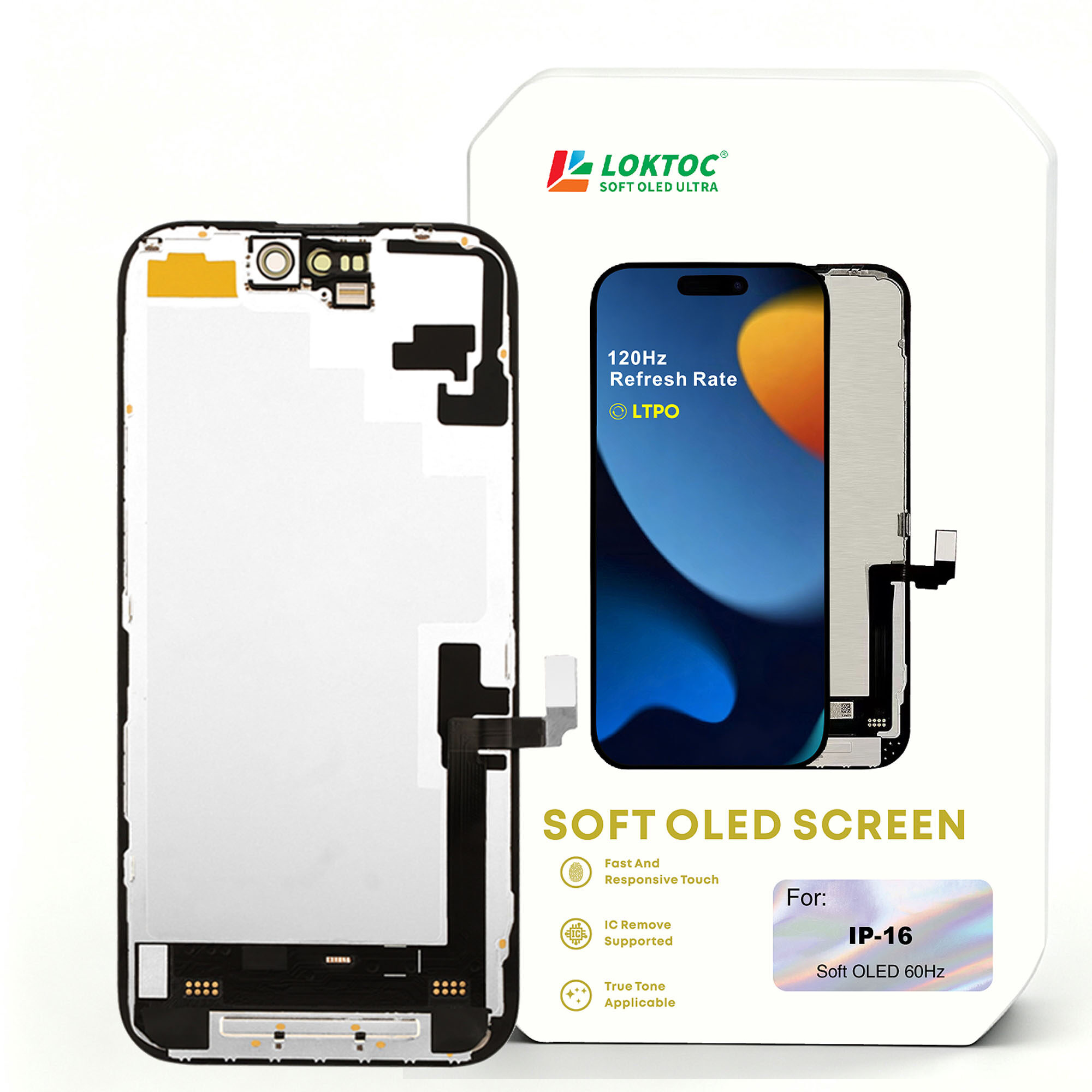 Soft OLED Screen Assembly for iPhone 16 ( LTPO 1:1 ) OLED Screen