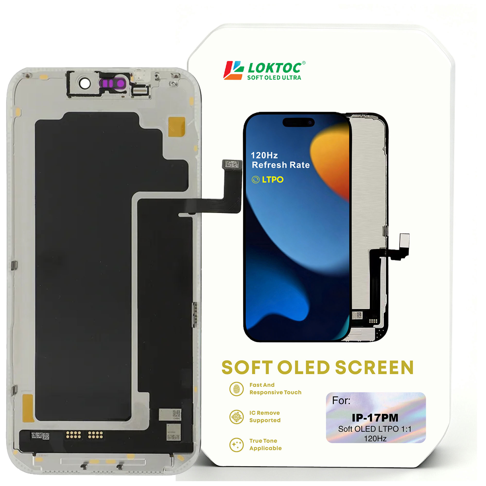 Soft OLED Screen Assembly for iPhone 17 Pro Max ( LTPO 1:1 ) OLED Screen