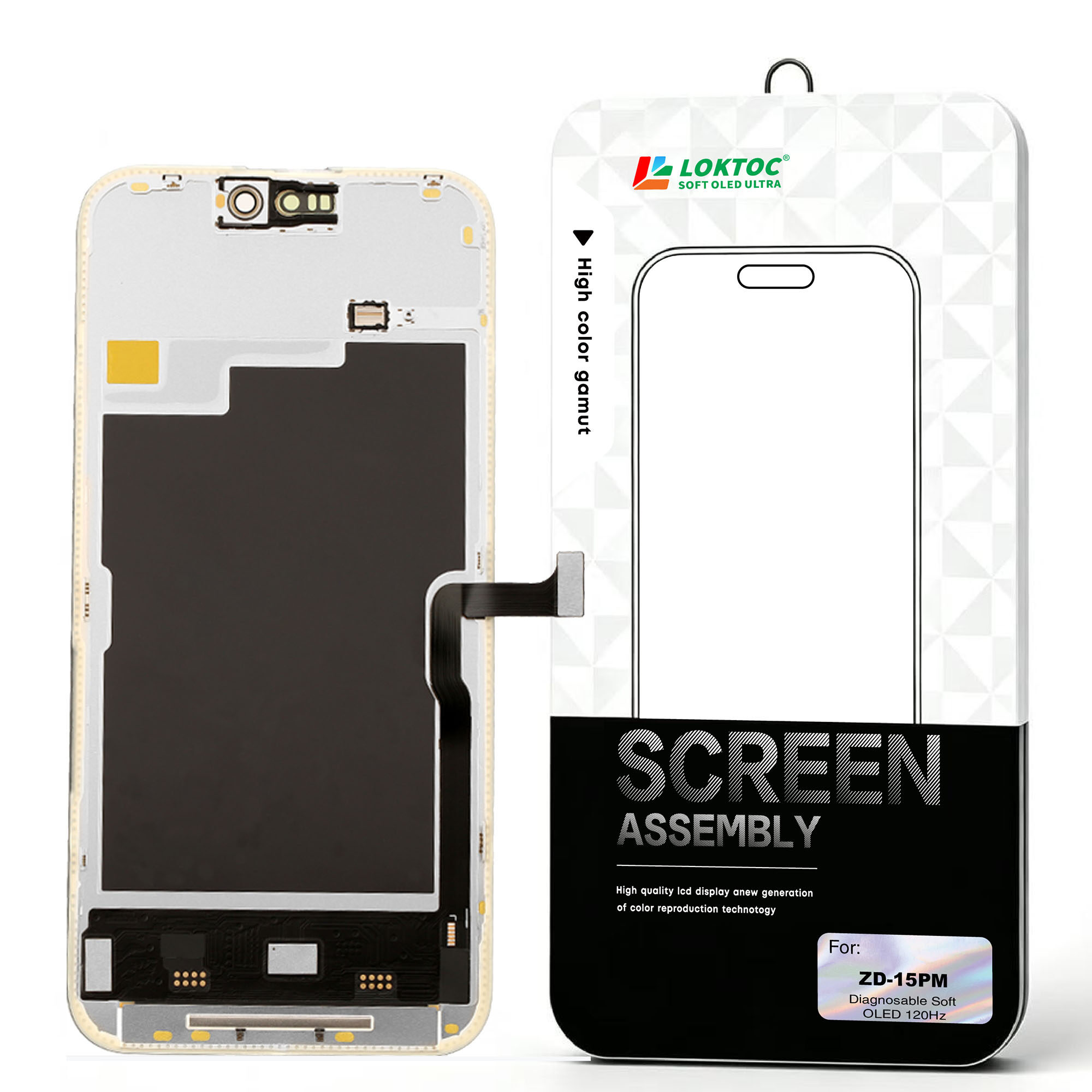 Diagnosable Soft OLED Screen Assembly for iPhone 15 Pro Max(Premium 120Hz) OLED Screen