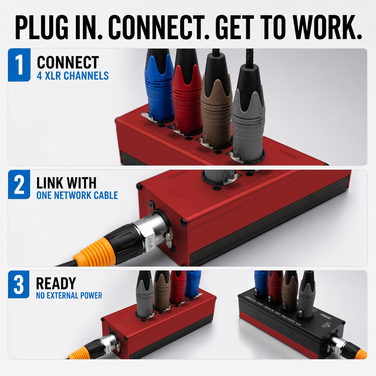 4-Channel Audio/DMX Network Extender - audio/dmx network extenders - CCXLR-NE401 - ColorCodeXLR - Image 5 of 7