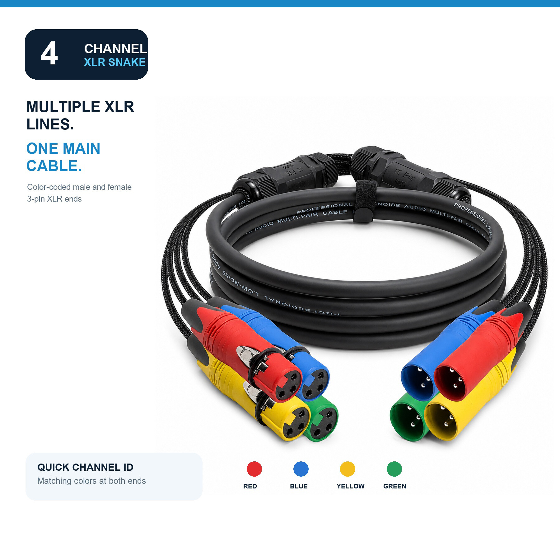 Featured Product - 4-Channel XLR Snake Cable - xlr snake cables - CCXLR-SN401 - ColorCodeXLR
