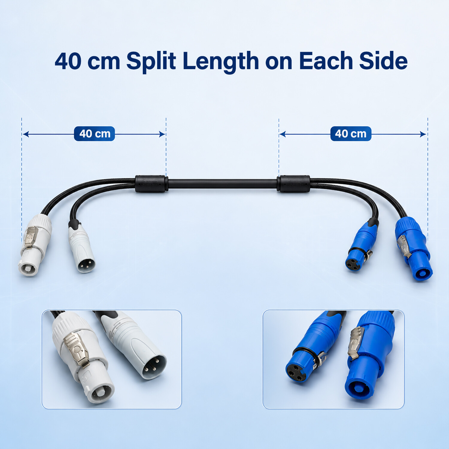 PowerCON and XLR Combo Cable - xlr splitter cables - CCXLR-Y201 - ColorCodeXLR - Image 3 of 3