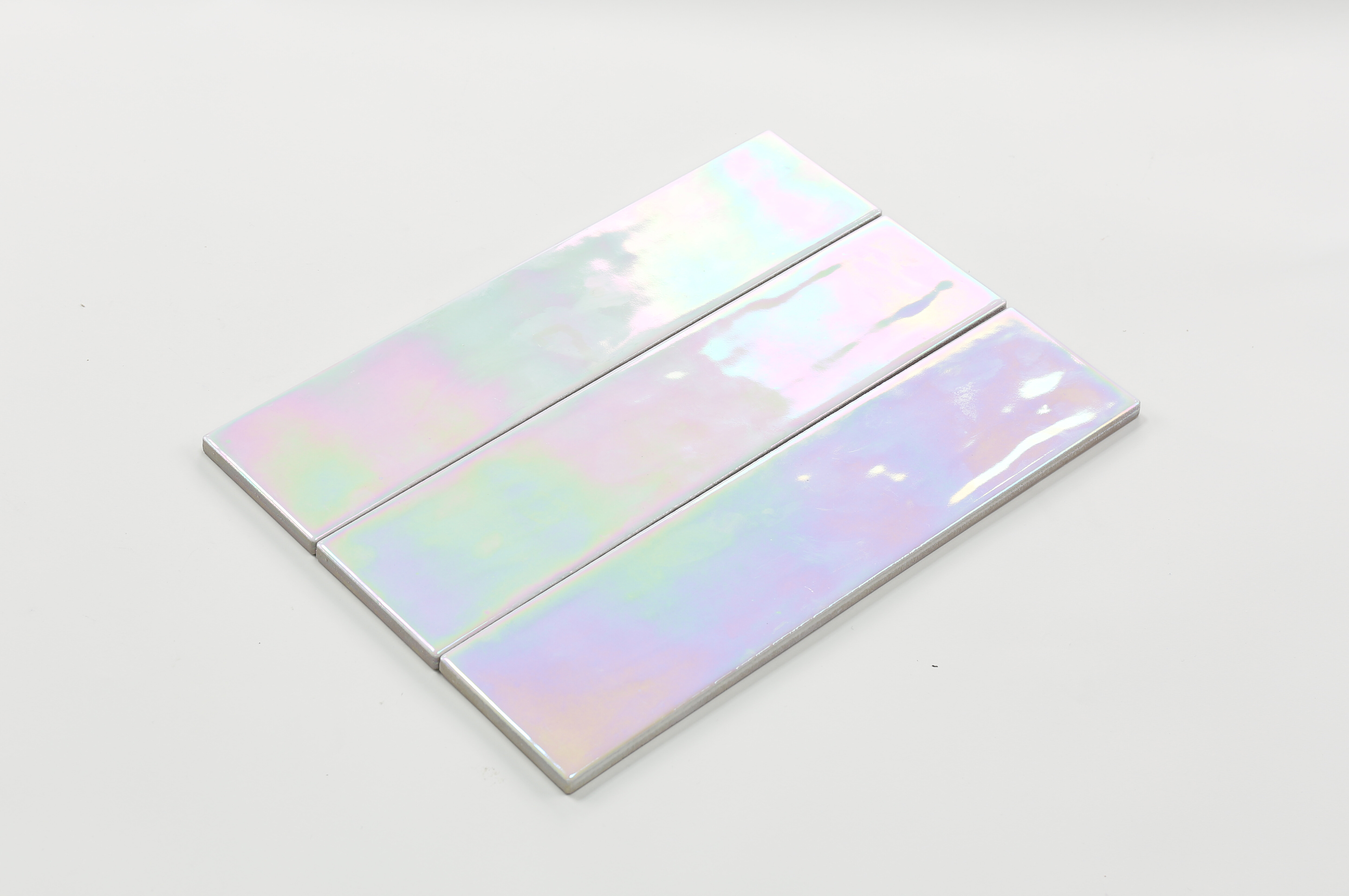 Iridescent White - 75x300mm handmade tile