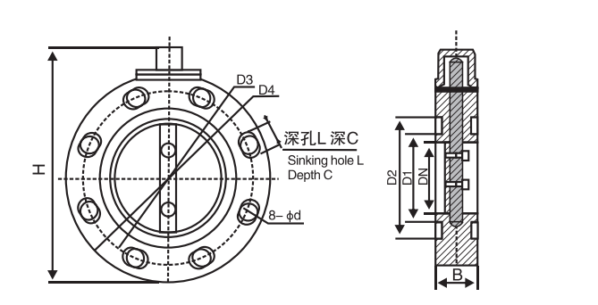 Vacuum Eccentric Butterfly Valve - Product Dimension Drawings