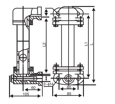 Side-mounted Oil Level Indicator - Product Dimension Drawing