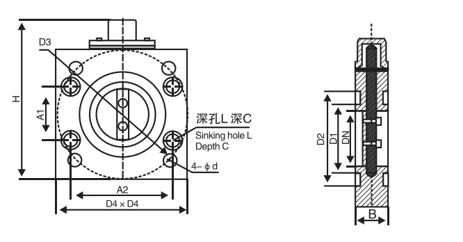 Vacuum Eccentric Butterfly Valve - Product Dimension Drawings