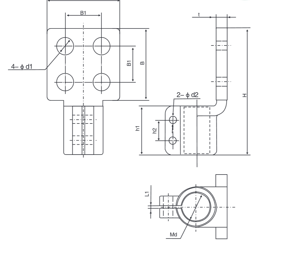 Brass Parallel 300A-600A Terminal Block – Product Dimensional Drawing