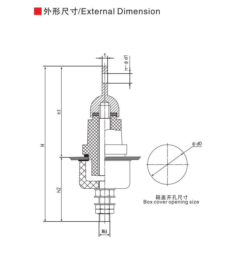 Brazil IEC Standard Sleeve 1.3kV/400A~800A - Product Dimensions Drawing