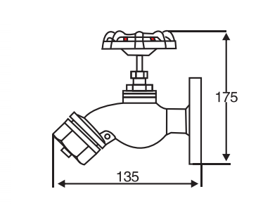 Brass Oil Sample Valve (Gate Valve) DN32 - Product Dimension Drawing