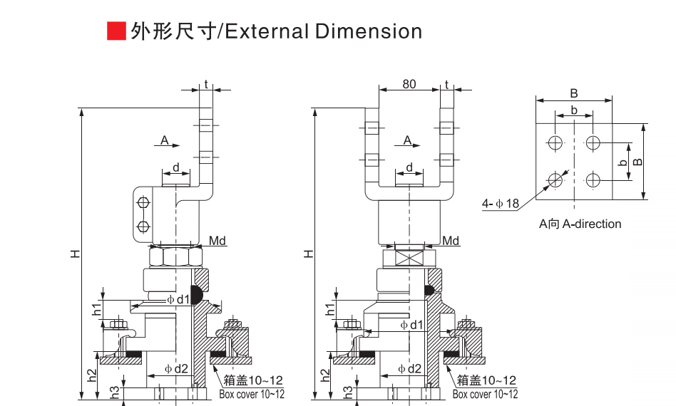 GB Standard Sleeve 1KV/2000~5000 (Tail with Flat Tail Connection) - Product Dimension Drawing
