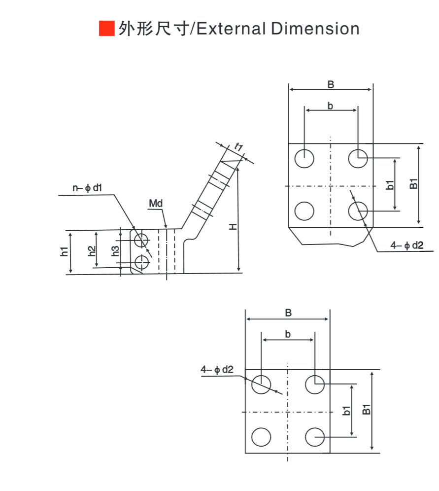 Copper 30° (Full Cover) Terminal Block - Product Dimension Drawing
