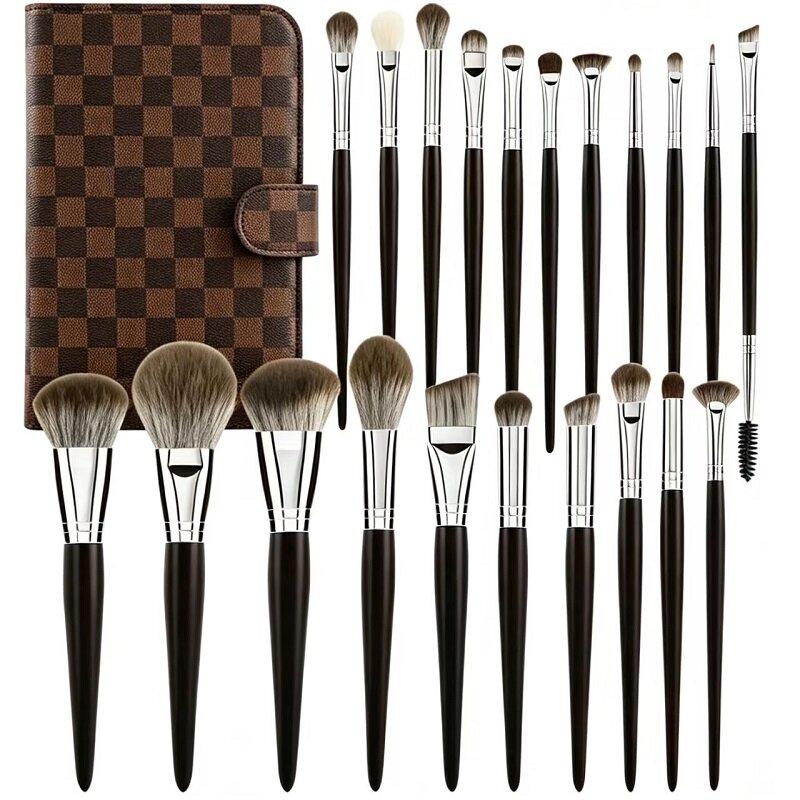 Brown Checkered Brush Case