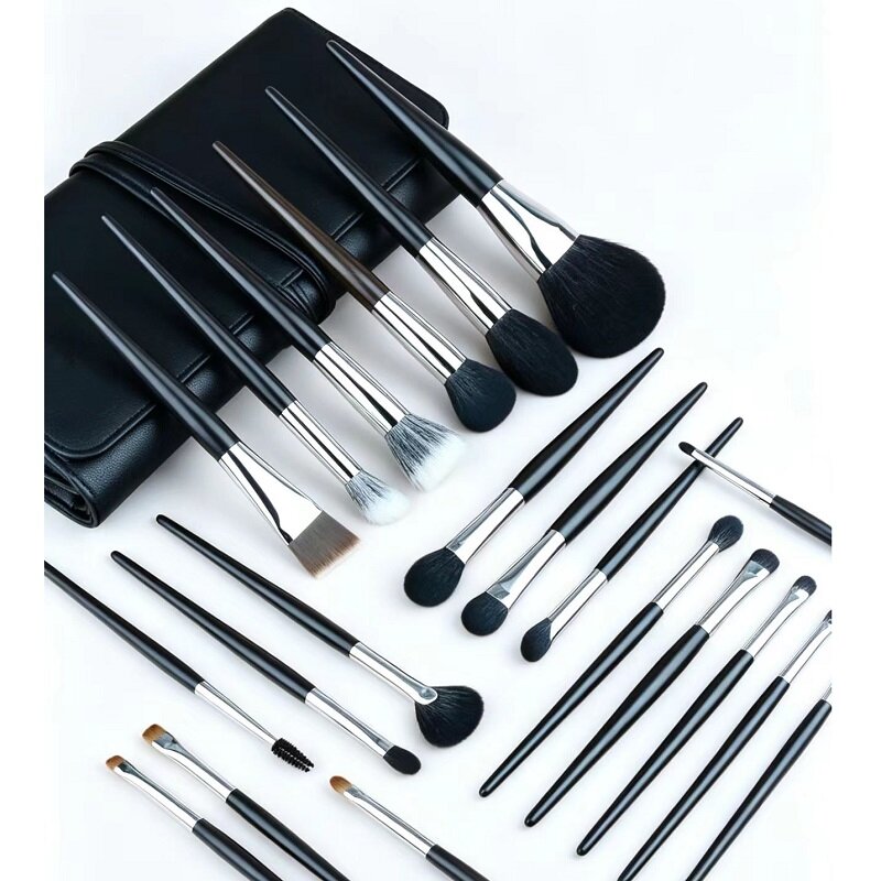 Black Leather Roll Bag Set