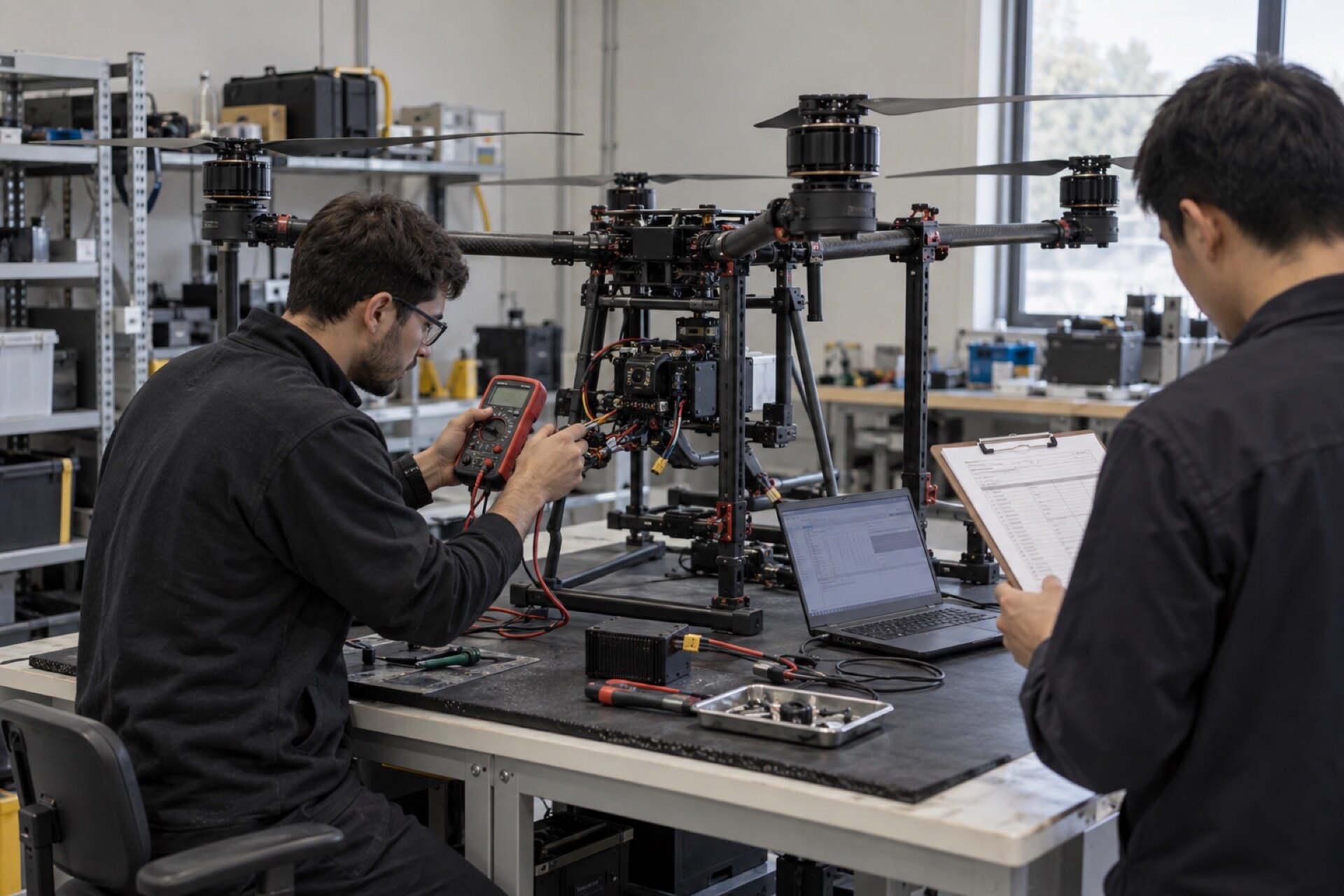 Inspection of a drone airframe and imaging payload before a mission
