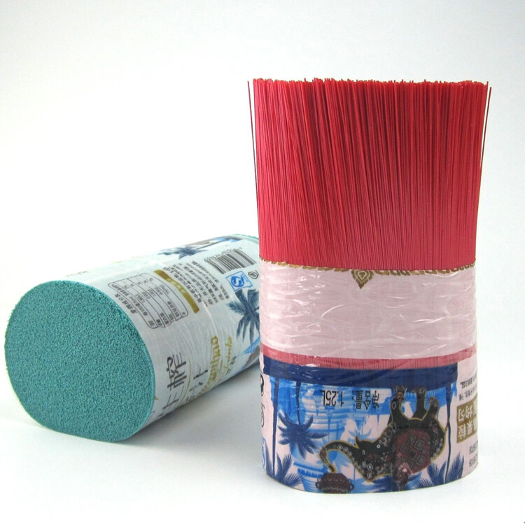 Blue-green plastic filament broom head