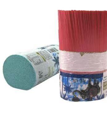 Red and blue plastic filament broom head