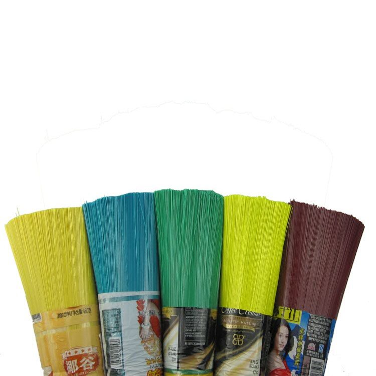 Multicolored Plastic Bristle Broom Head