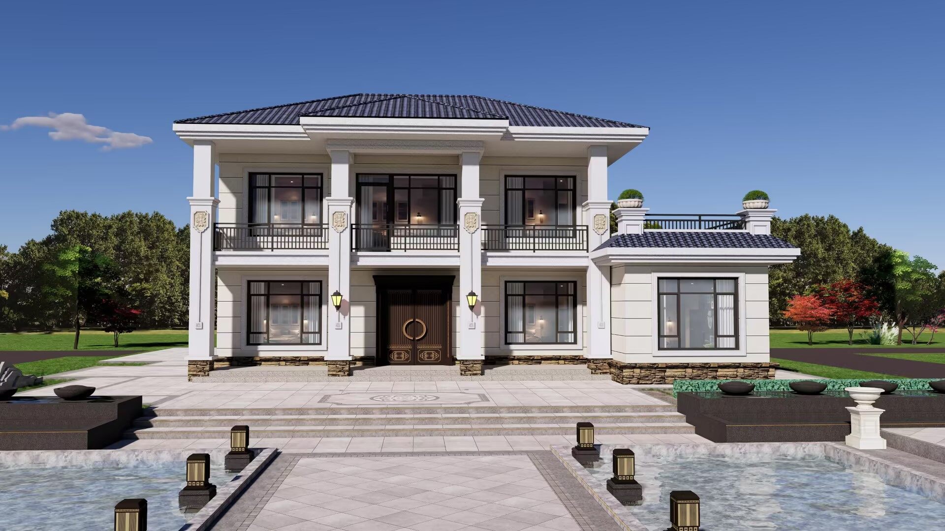 广东梅州240㎡现代两层自建房建筑外观