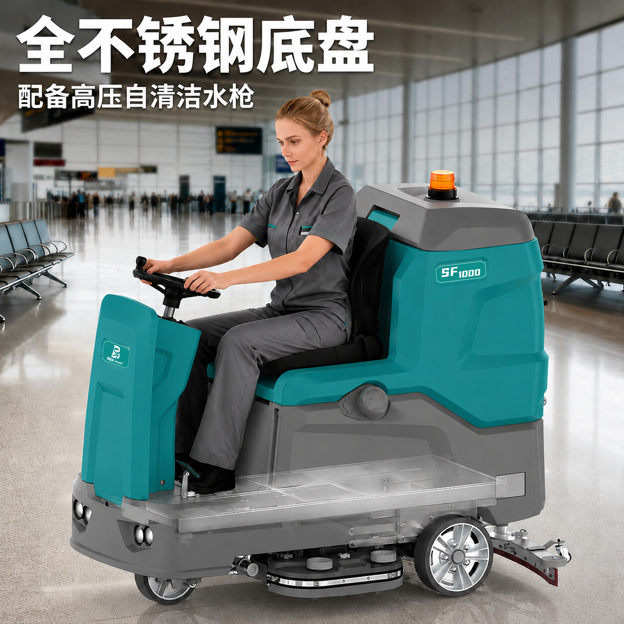 SF-1000 Mid-to-Large Ride-On Floor Scrubber