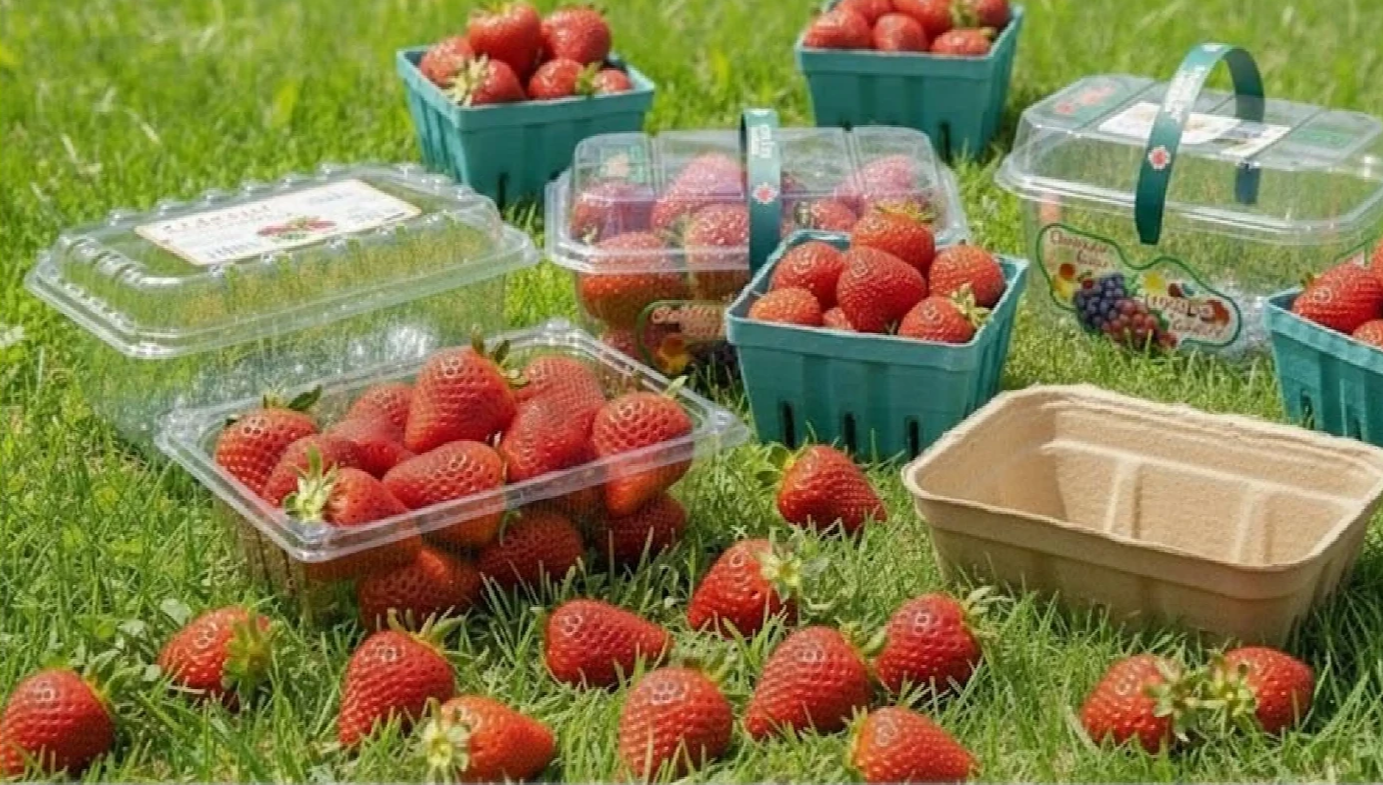 Strawberry packaging background