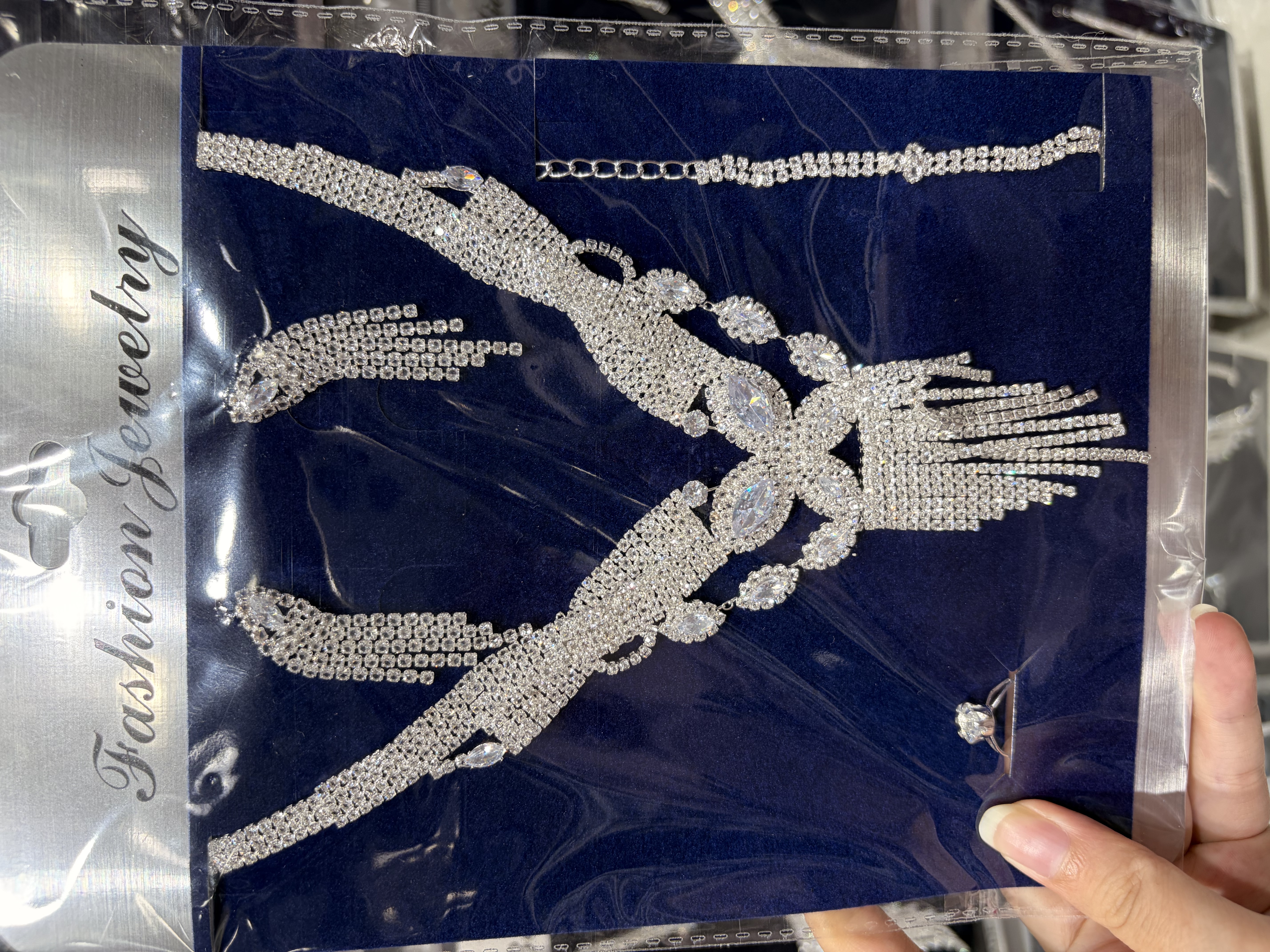 Zircon necklace+earrings+ring+bracelet set