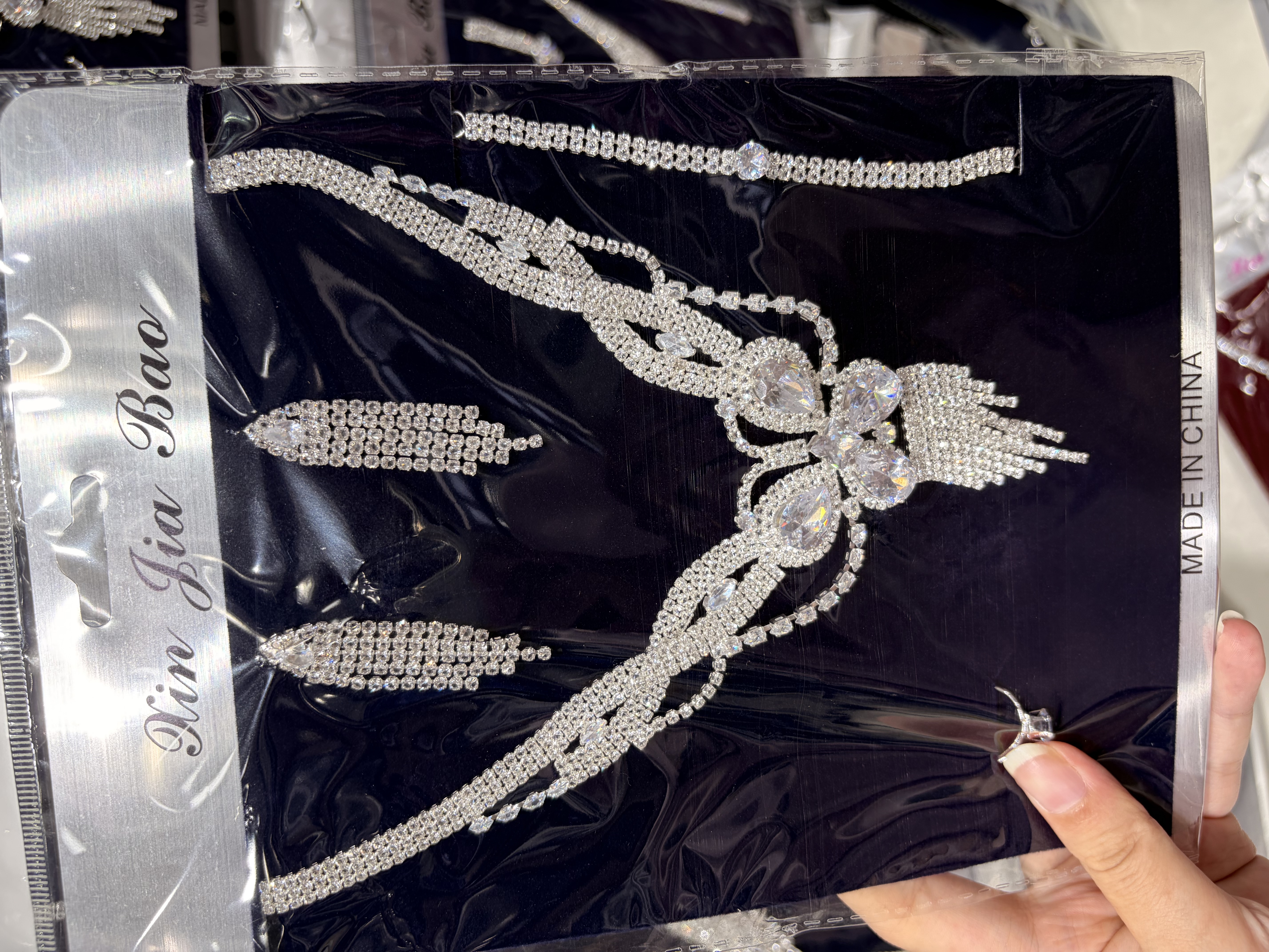 Zircon necklace+earrings+ring+bracelet set