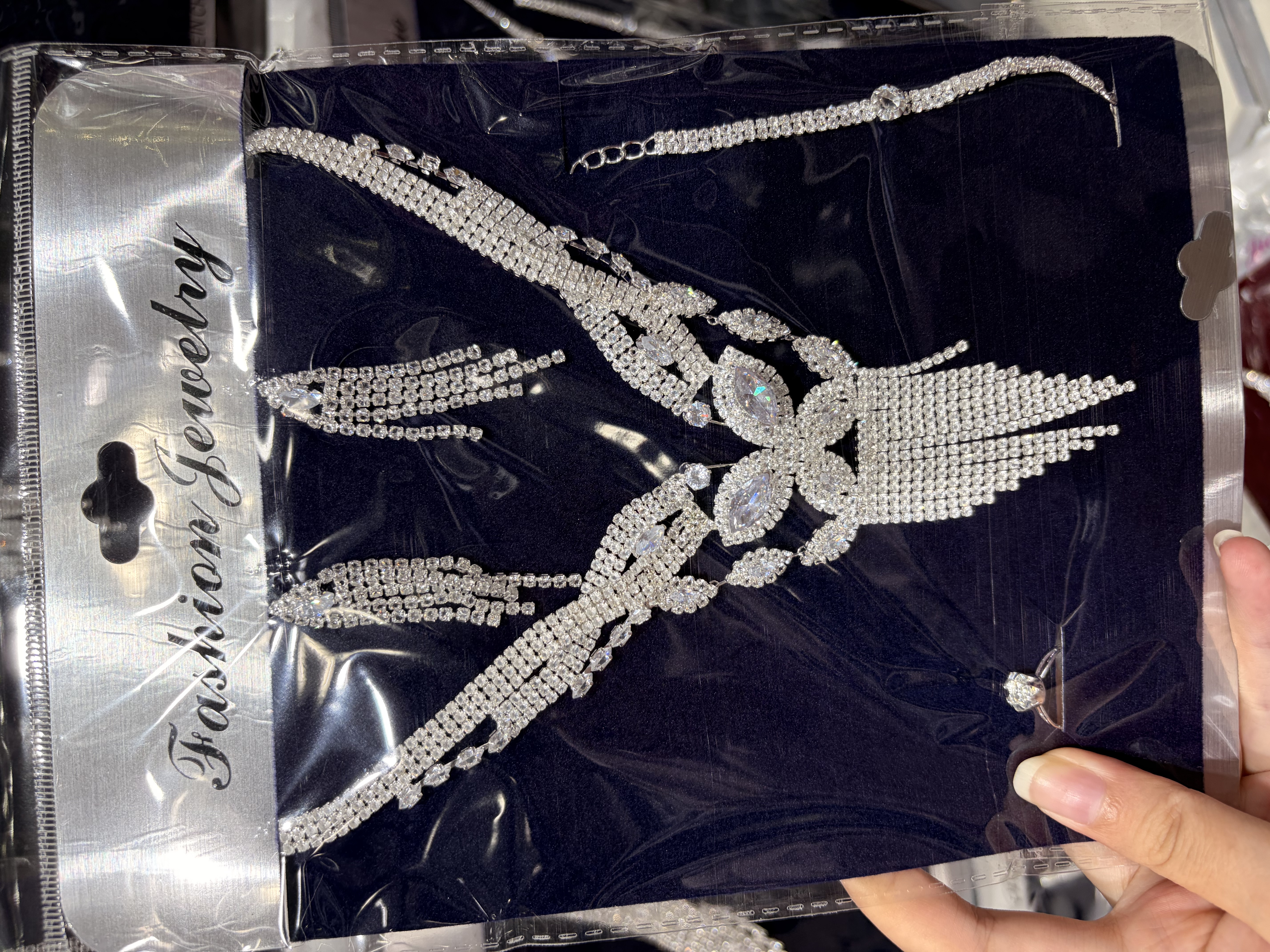 Zircon necklace+earrings+ring+bracelet set