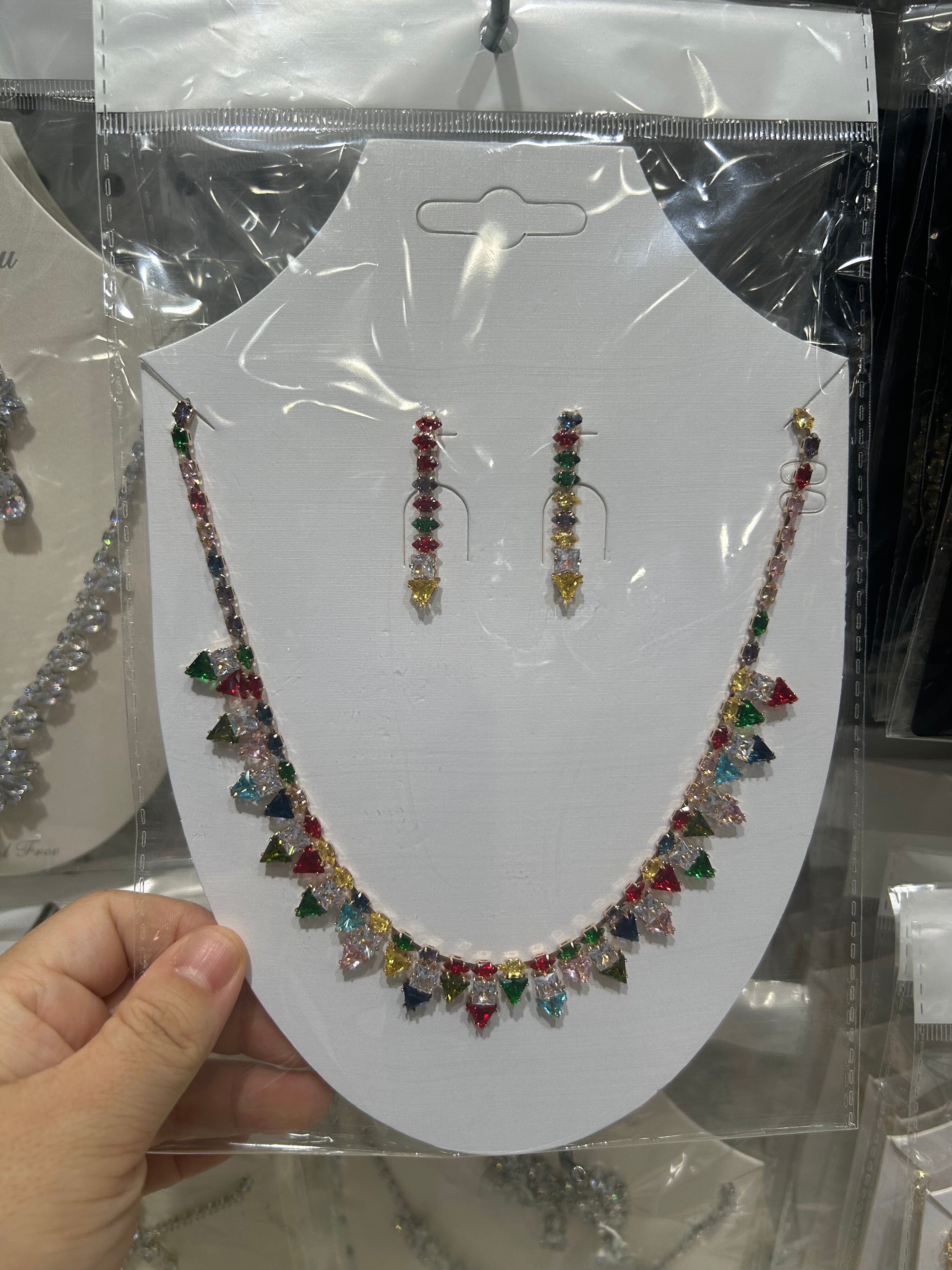 Zircon necklace+earring set