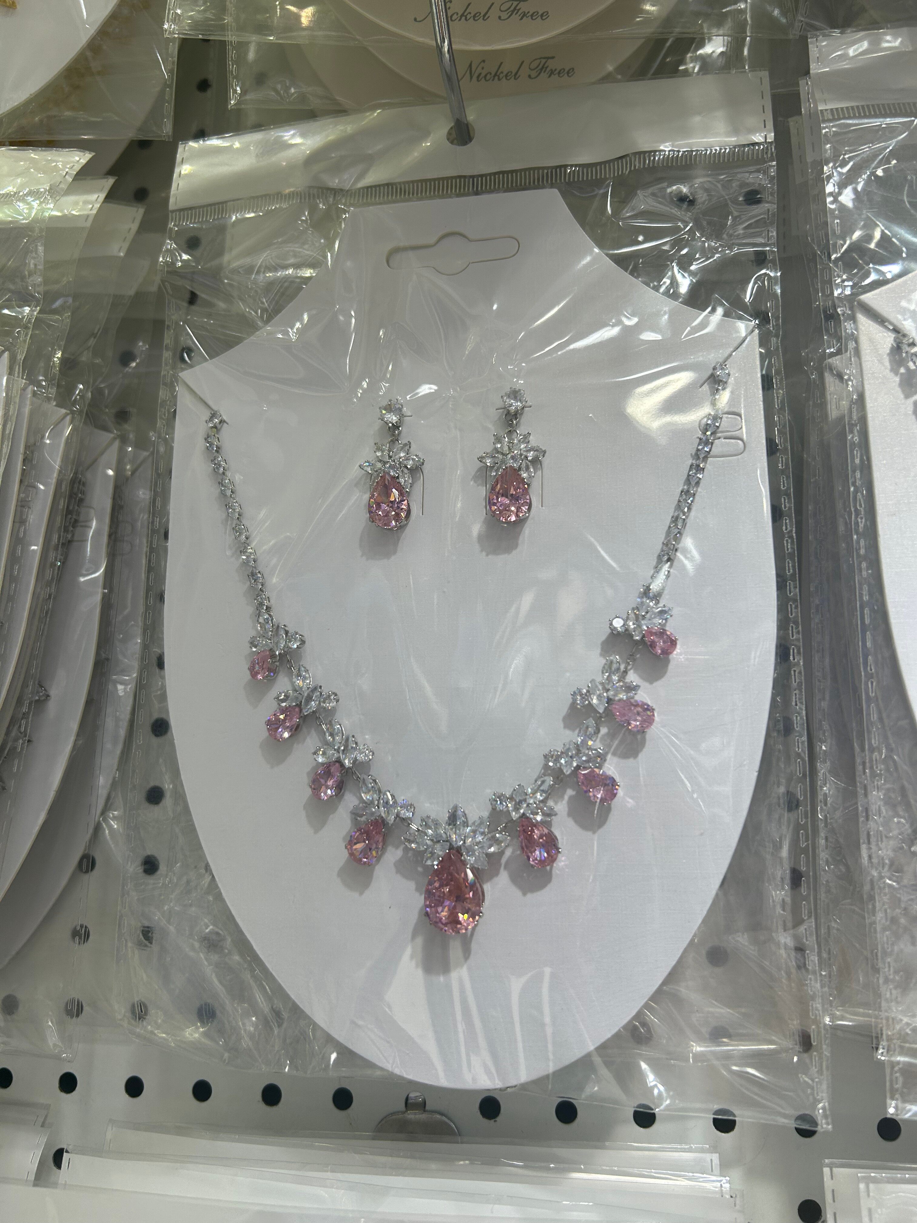 Zircon necklace+earring set
