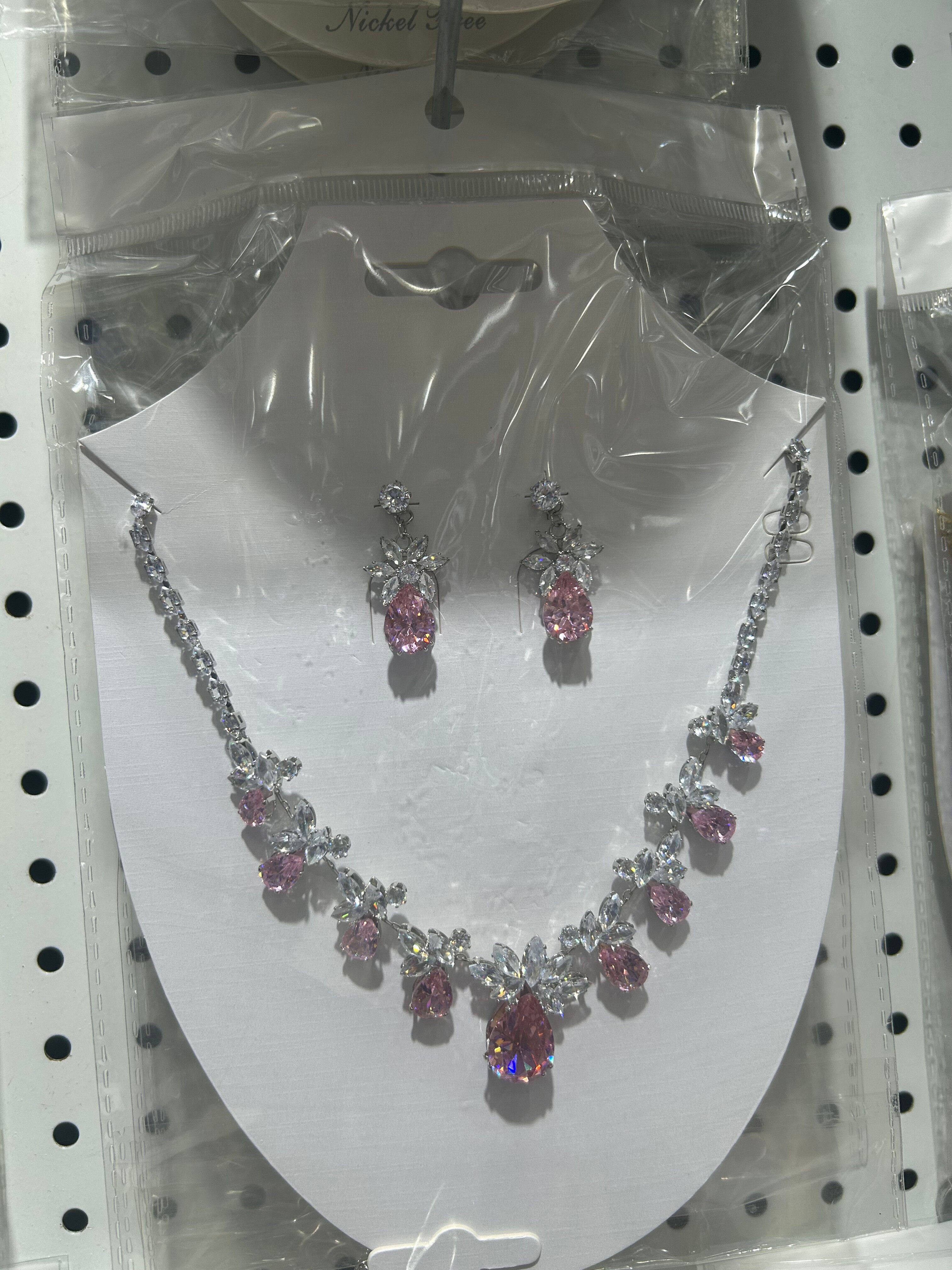 Zircon necklace+earring set