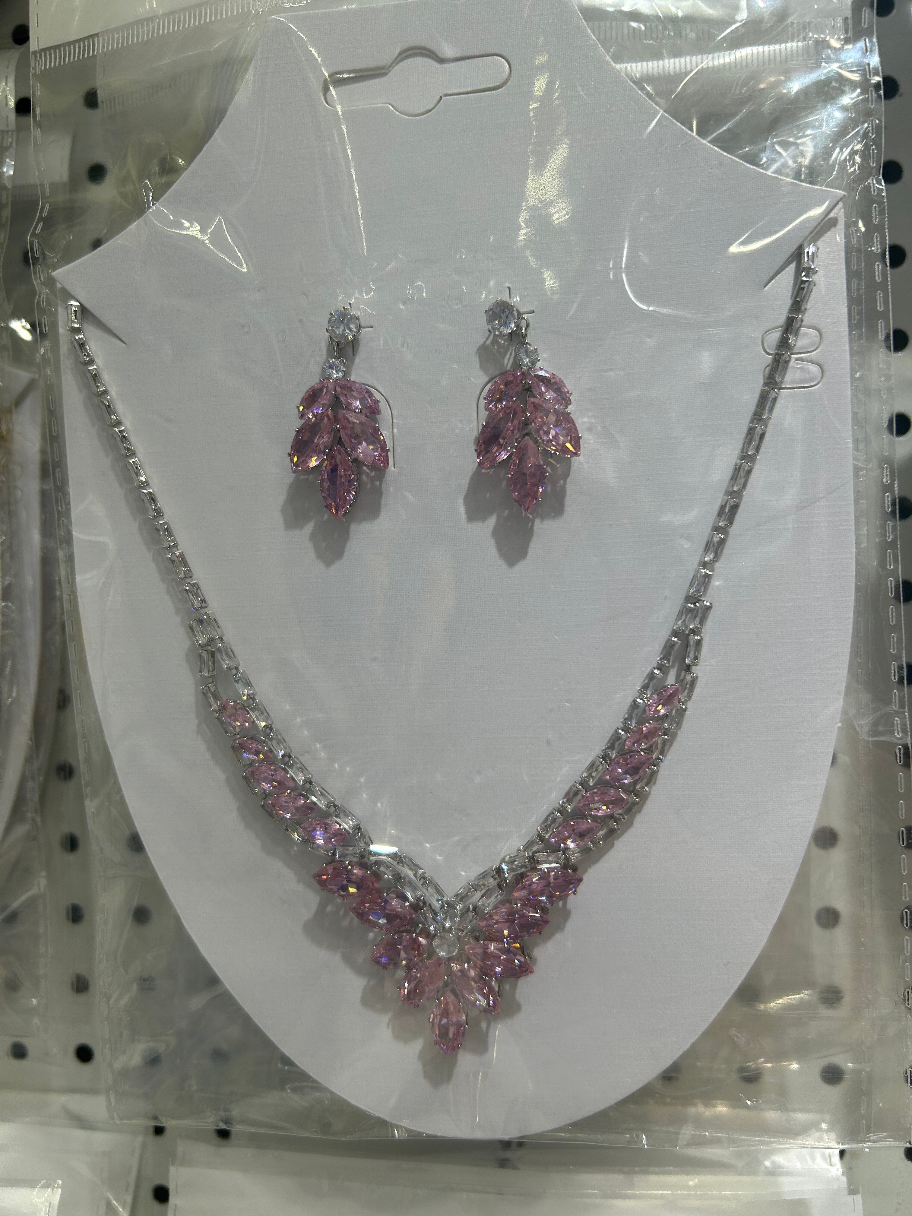 Zircon necklace+earring set