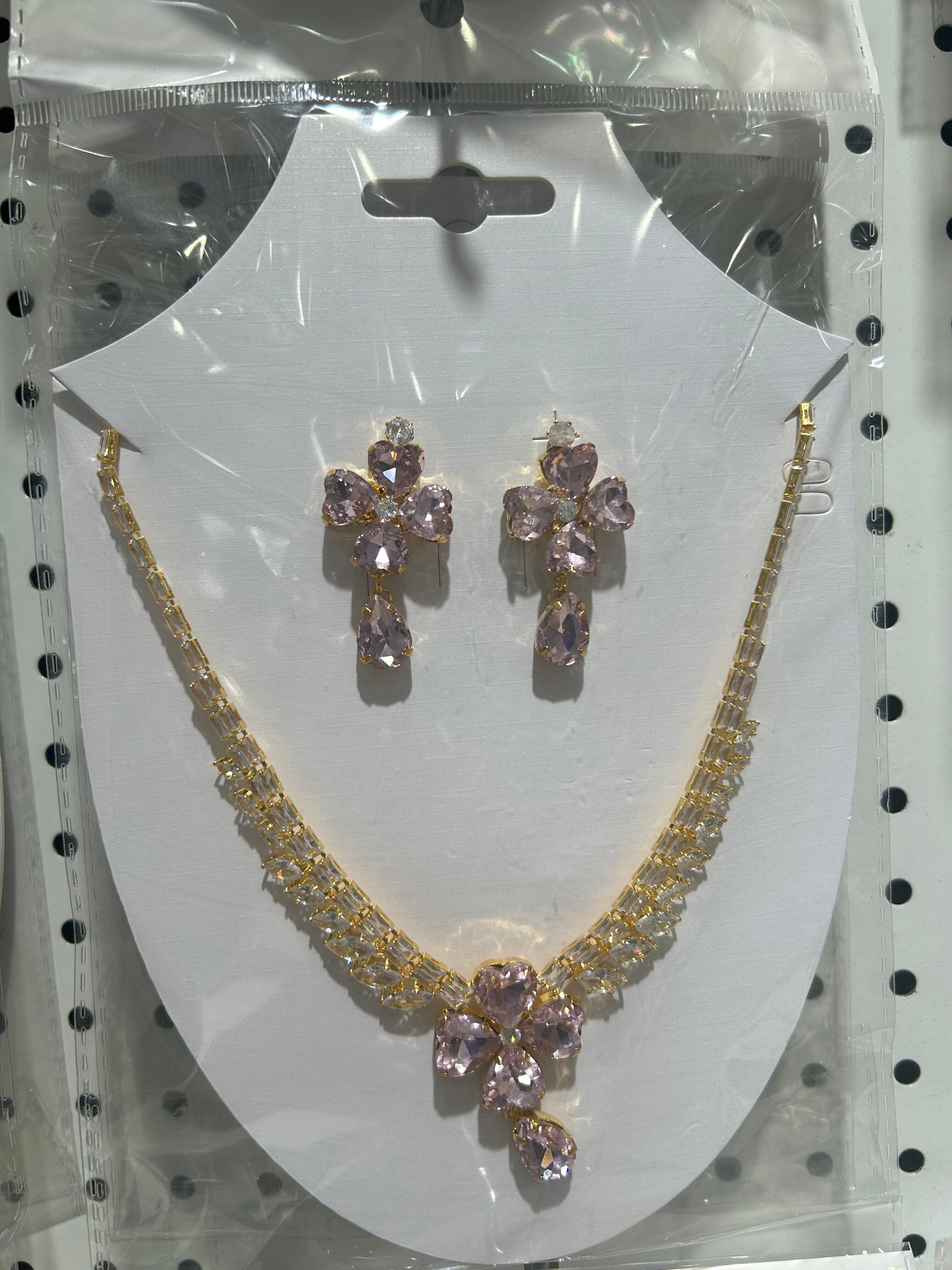 Zircon necklace+earring set