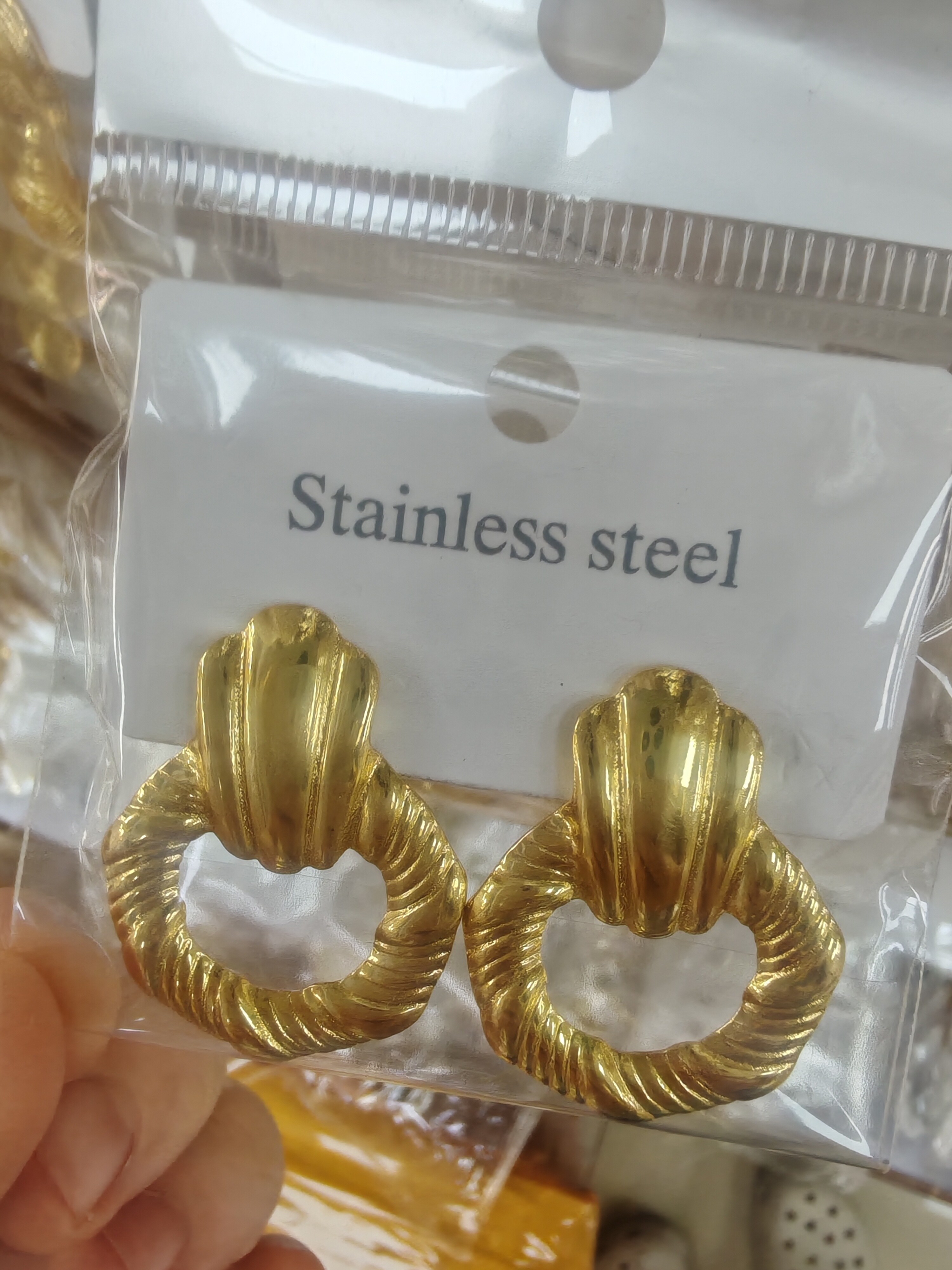 Fashionable Elegant Stainless Steel Metal Earrings A-36010