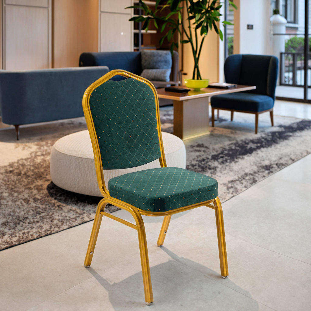 Wholesale Metal Gold Frame Banquet Chair Hotel Wedding Conference Fabric Stackable Event
