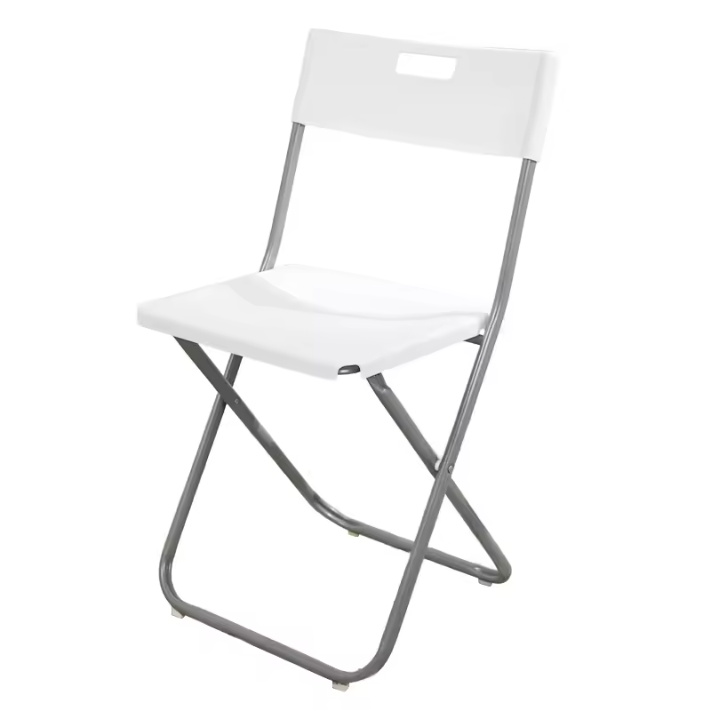 Black and white modern wrought iron folding chair