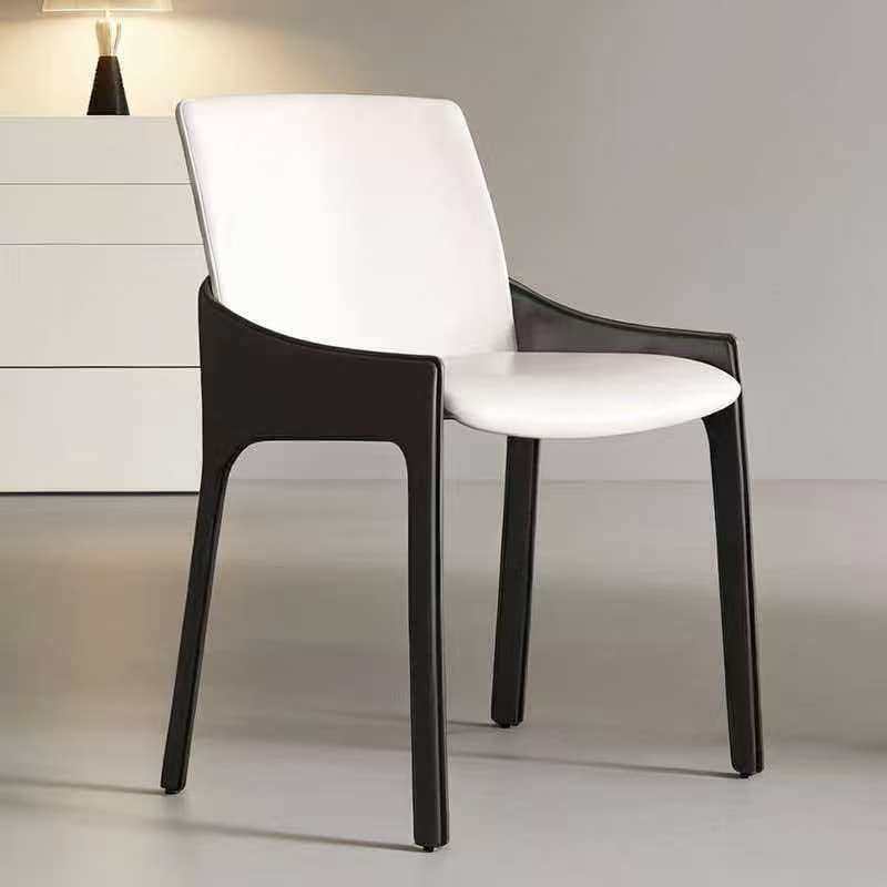 Modern Two‑Tone Dining Chair Integrated Arm Faux Leather Upholstered Chair