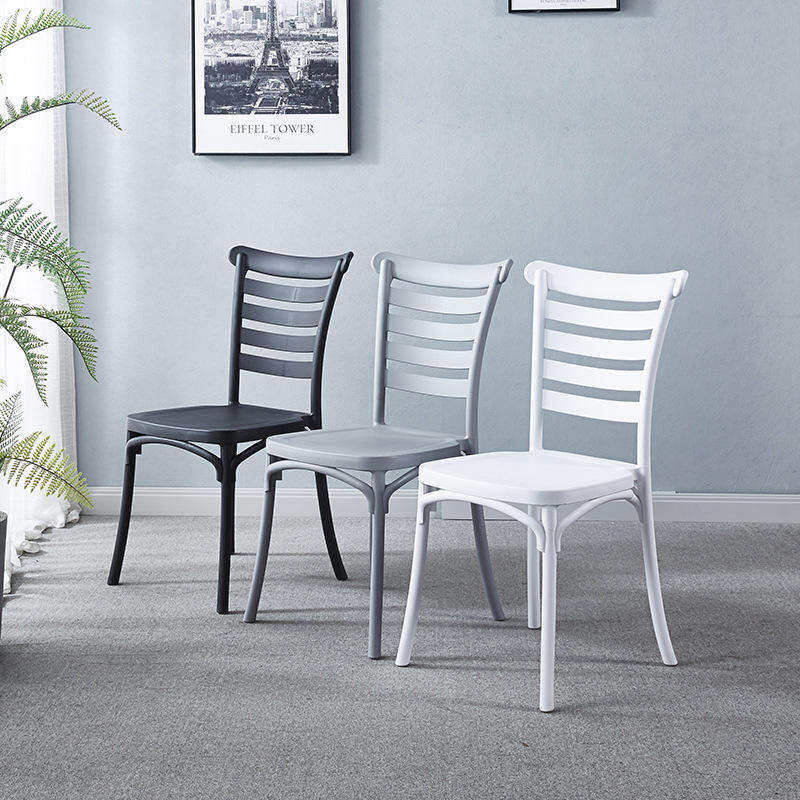 Stackable Slatted Back Plastic Dining Chair Nordic Cafe Outdoor PP Chair