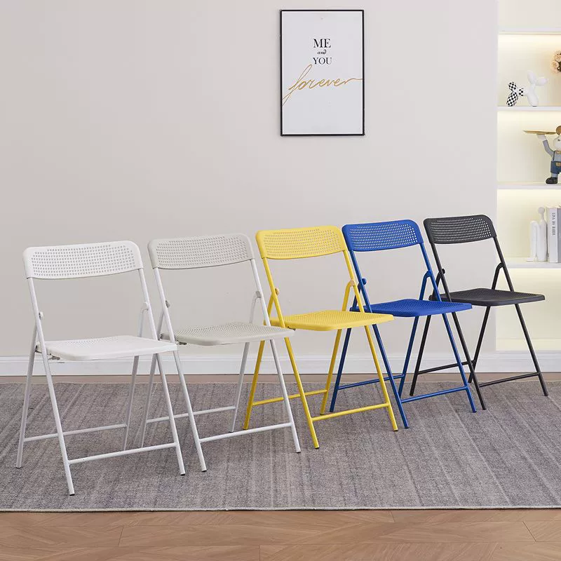 Multicolor Breathable Hollow Back Metal Plastic Portable Folding Chair For Home Event Office
