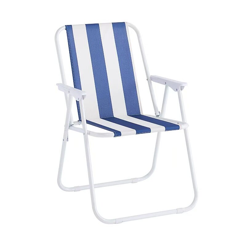 Striped Folding Beach Chair Portable Outdoor Camping Chair with Armrest