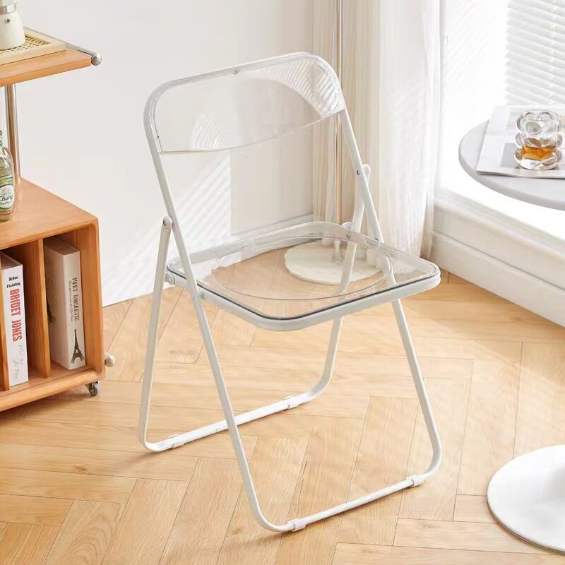 Transparent Acrylic Folding Chair White Metal Frame for Events