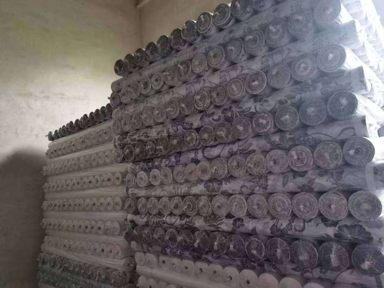 Warehouse with finished fabric rolls ready for shipment